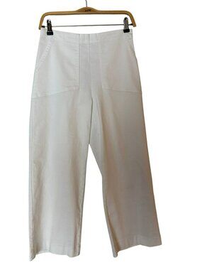 NWT Nic + Zoe White Wide-Leg Cropped Cotton Blend Pants Size 4